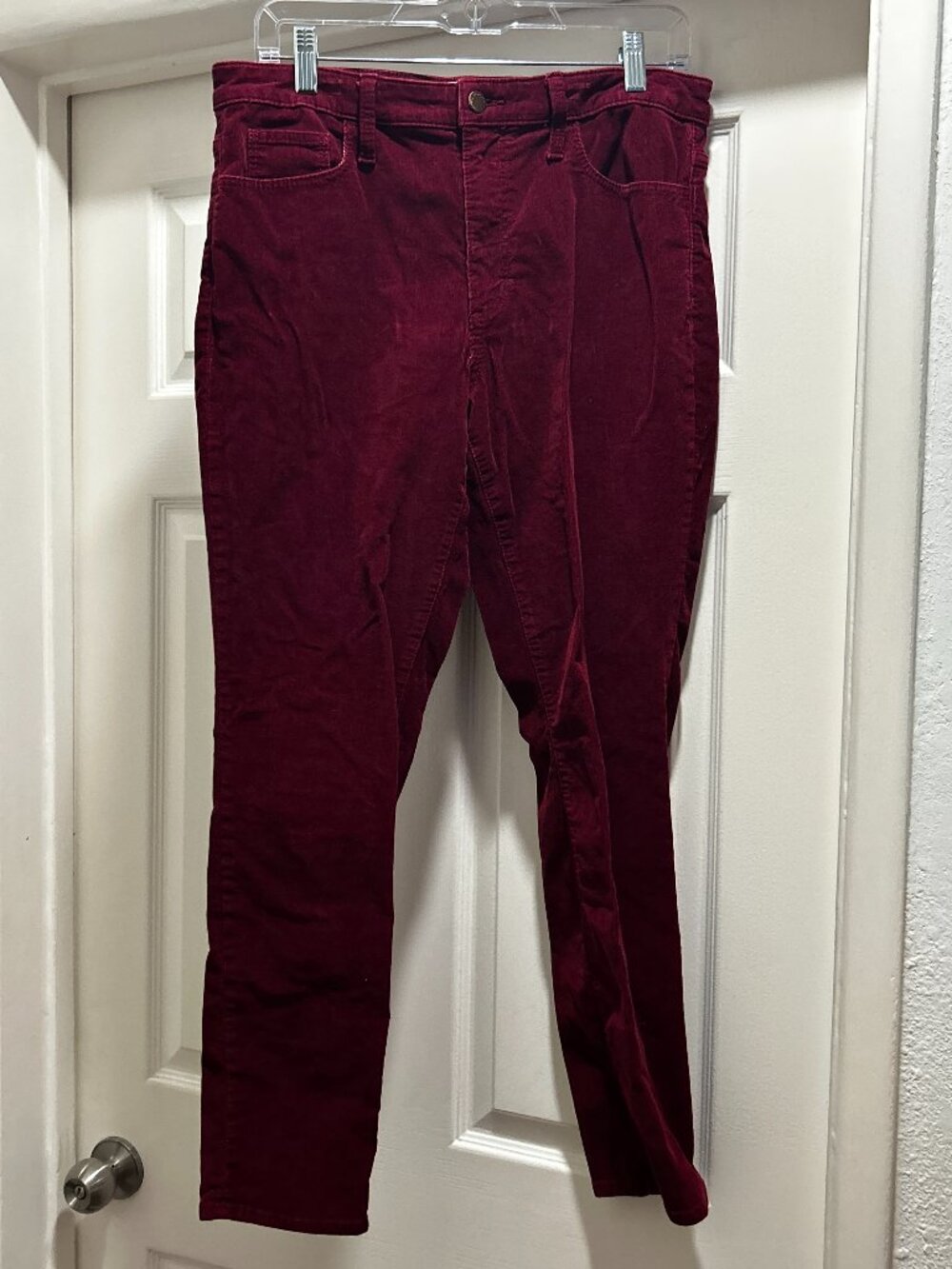 Dark Red Corduroy Skinny Pants